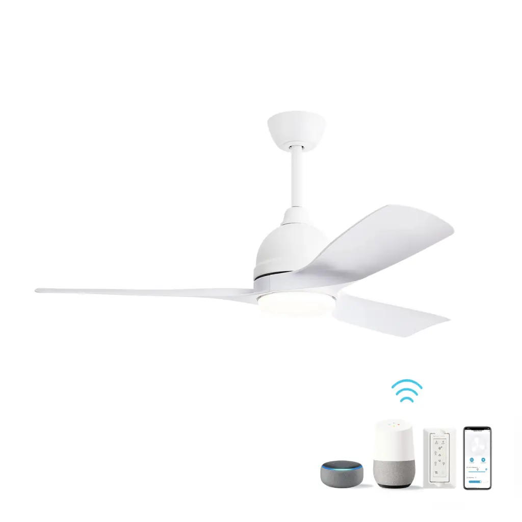 54 Inch White 6 Speed Dimmable Reversible DC Ceiling Fan Remote Control