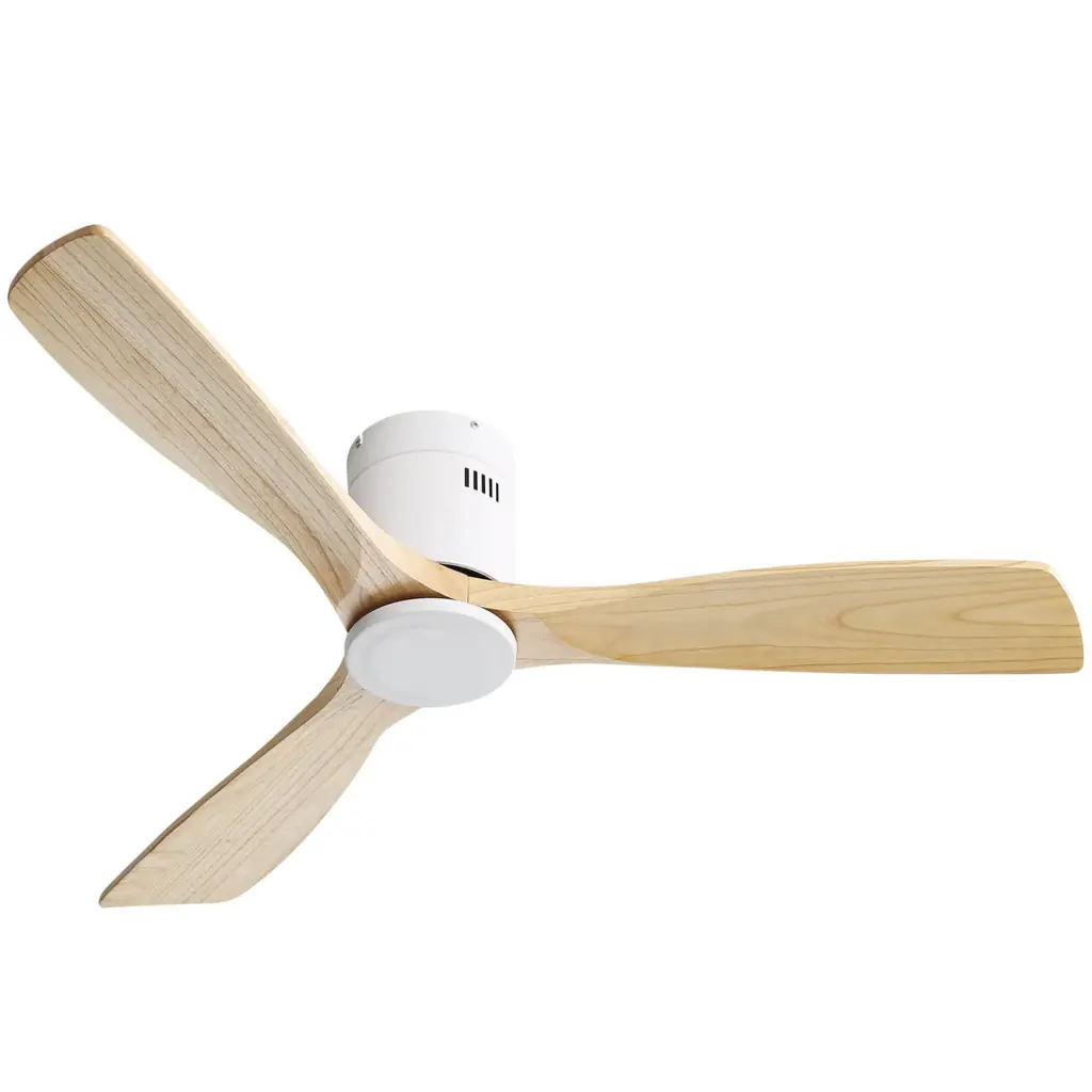 52 Inch Ceiling Fan Natural 3 Solid Wood Fan Blade Noiseless Reversible Motor ceiling fan with light