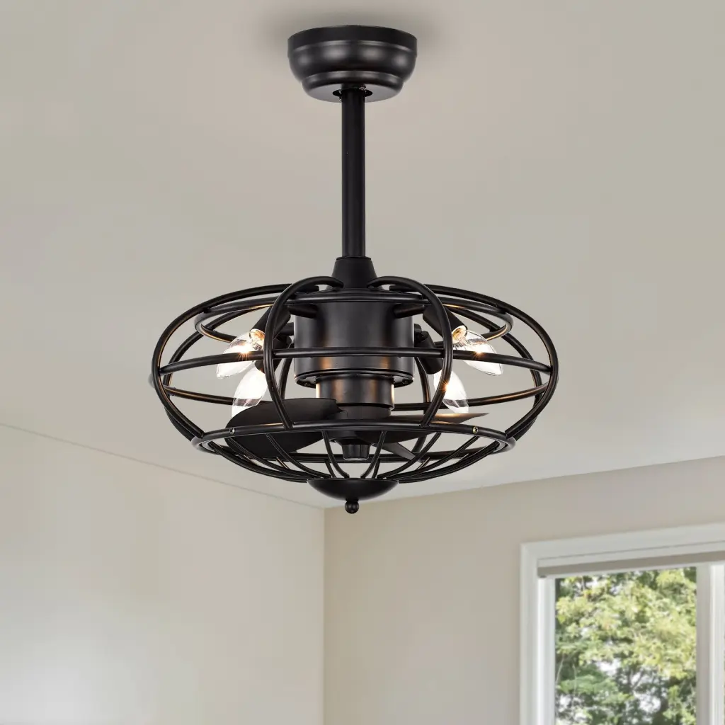 18.1 Inch Caged Ceiling Fan Remote Control Timer and 3 Speed Settings hengermei