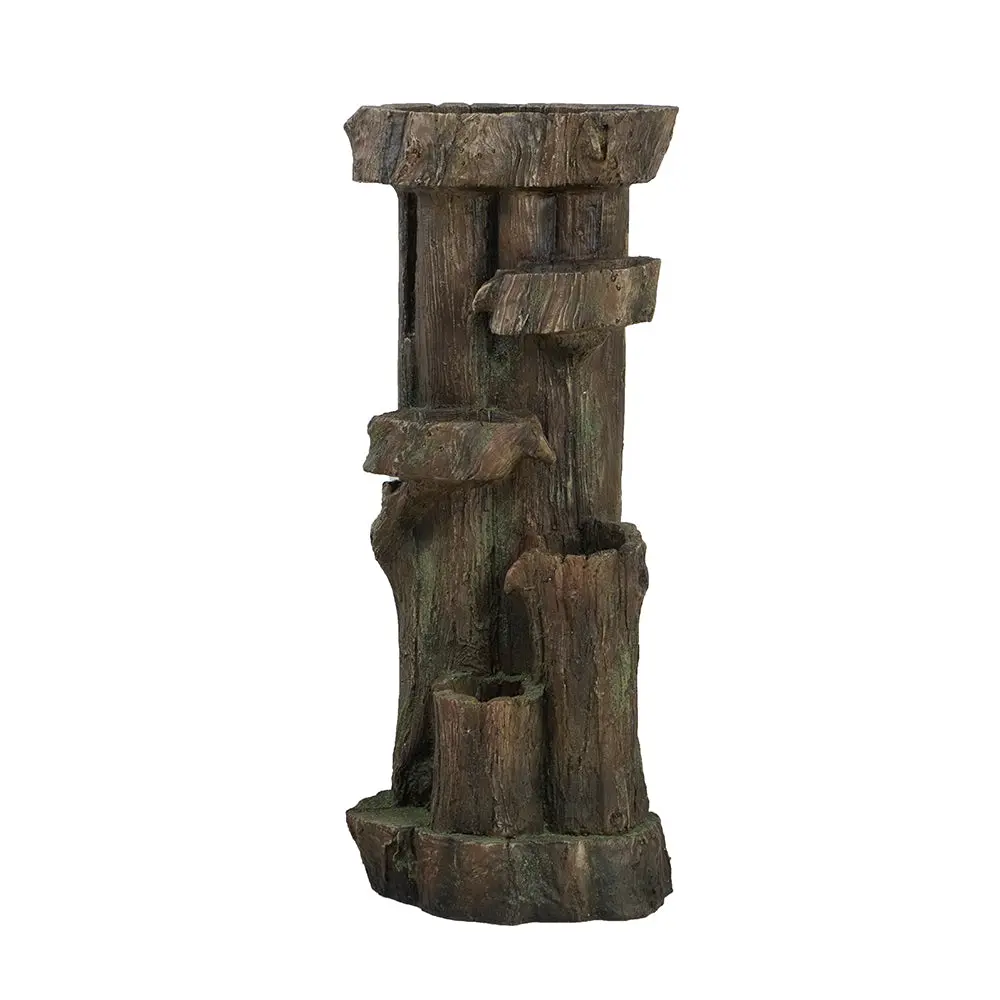 11X13.4X31.5" Rustic Decorative Tree Trunk 5 Tier Water Fountain, LED Lights w2078