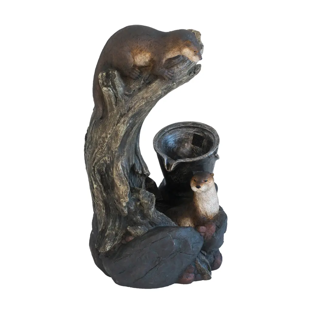 Decorative Brown Water Fountain Otter Design and LED Lights w2078