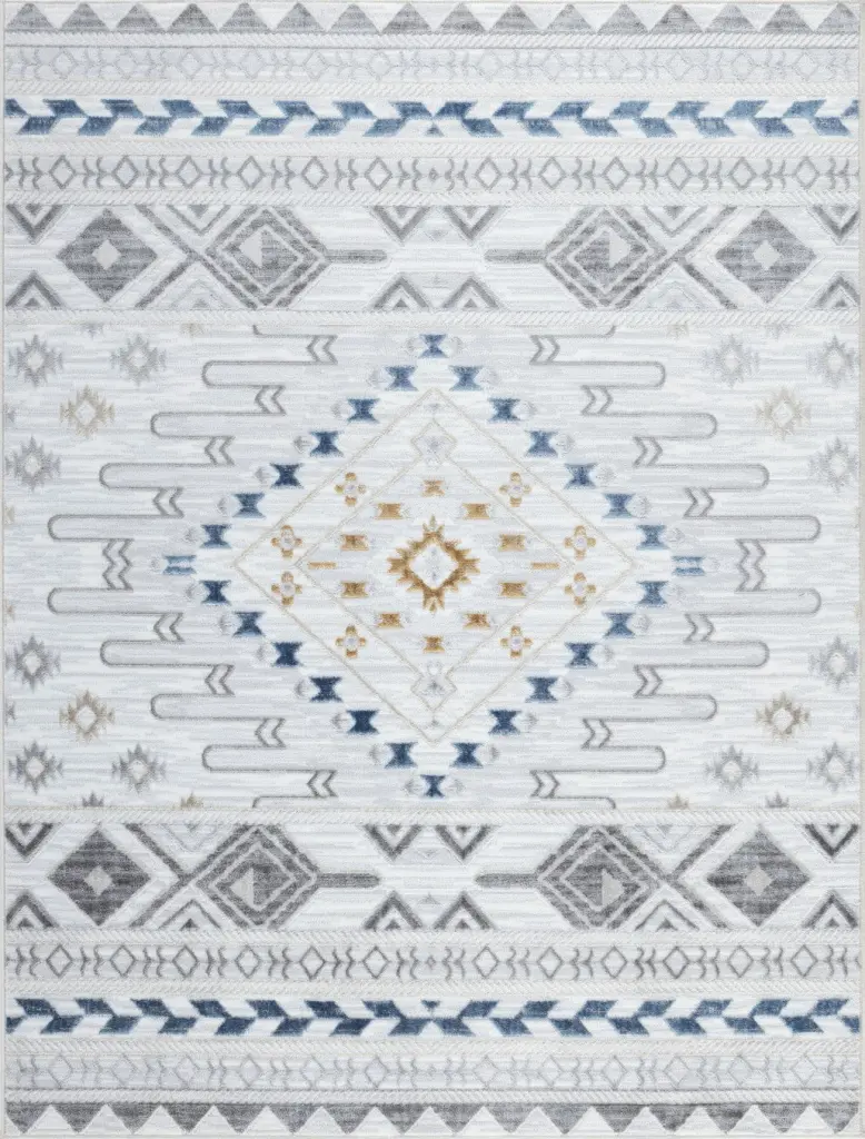 Legacy GC Cam8001 Multi 7x9 Ft Area Rug White Polypropylene Indoor Outdoor icona home decor