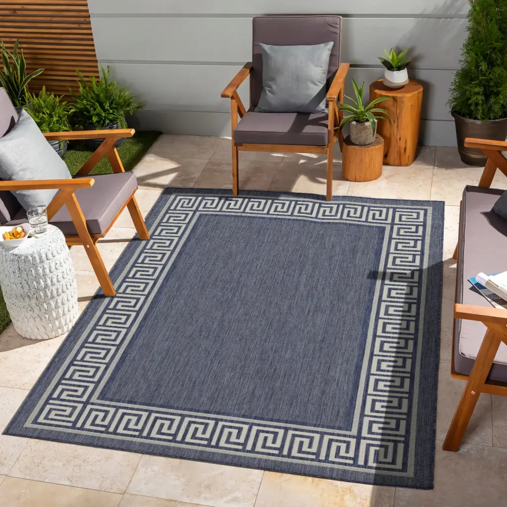 Sunshine GC Har2001 Blue 7 Ft. 10 . X 10 Ft. 3 . Indoor Outdoor Area Rug icona home decor