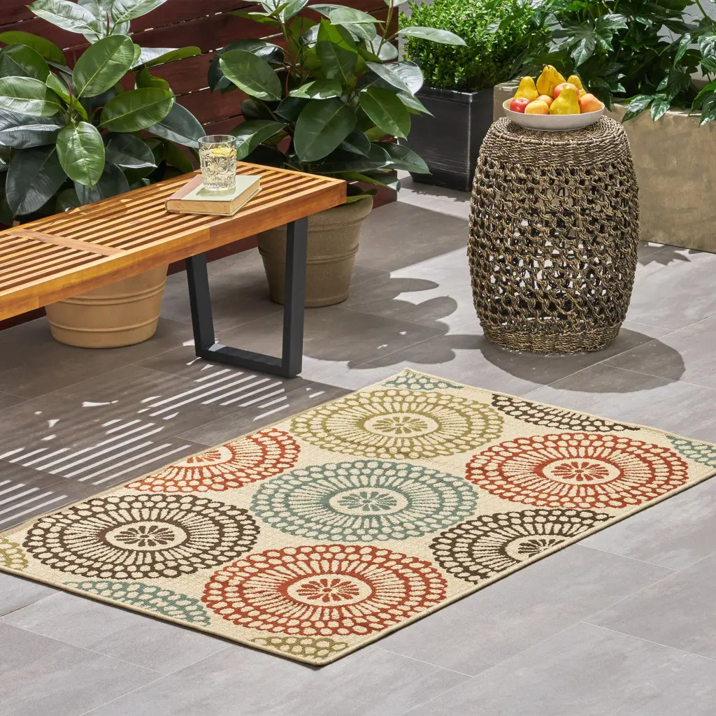 Montego 697J 3'3 X 5' Ivory Polypropylene Indoor Outdoor Rug nh-kisa
