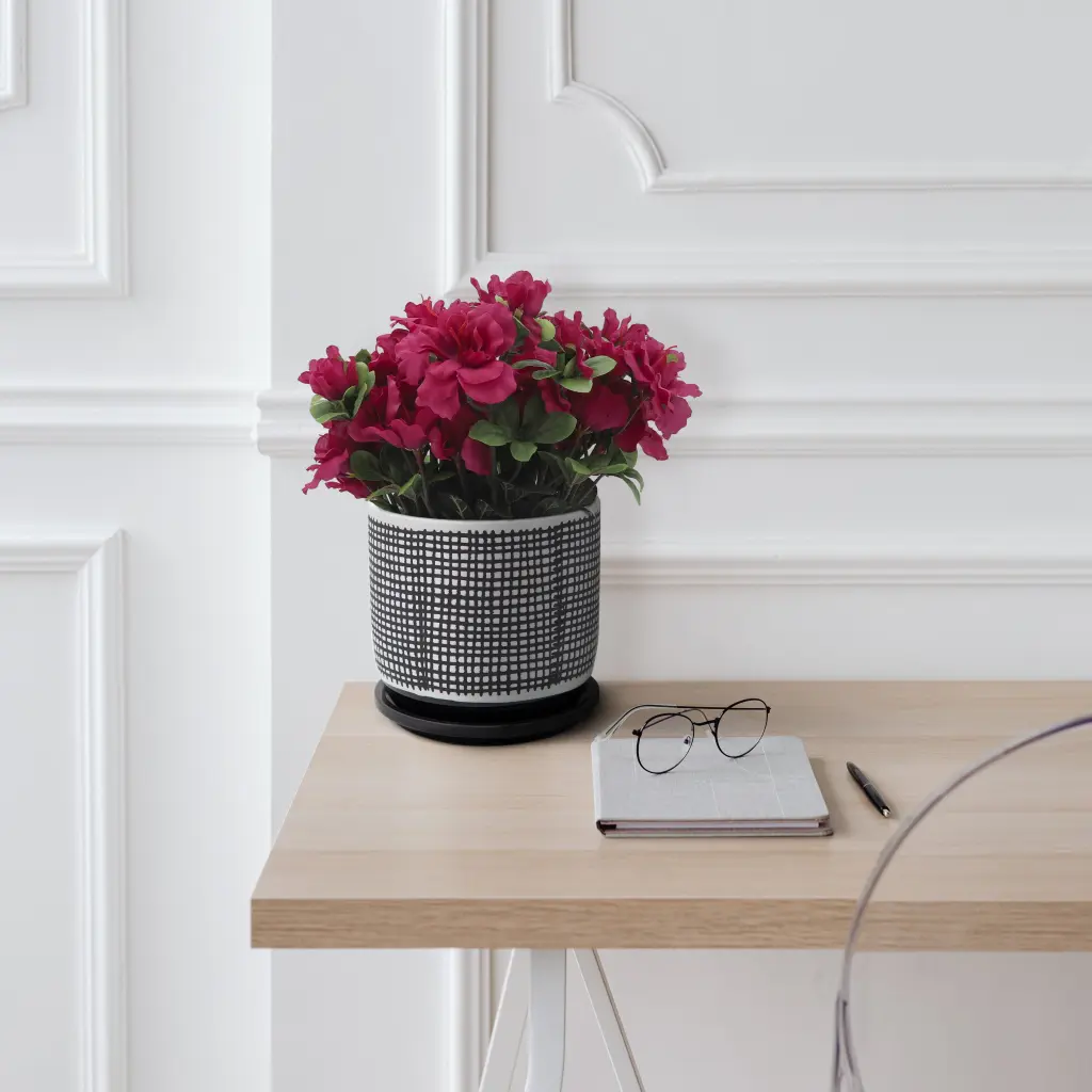 6 Inch Gray Ceramic Mesh Design Planter Saucer Indoor Plants homedecoraccessories