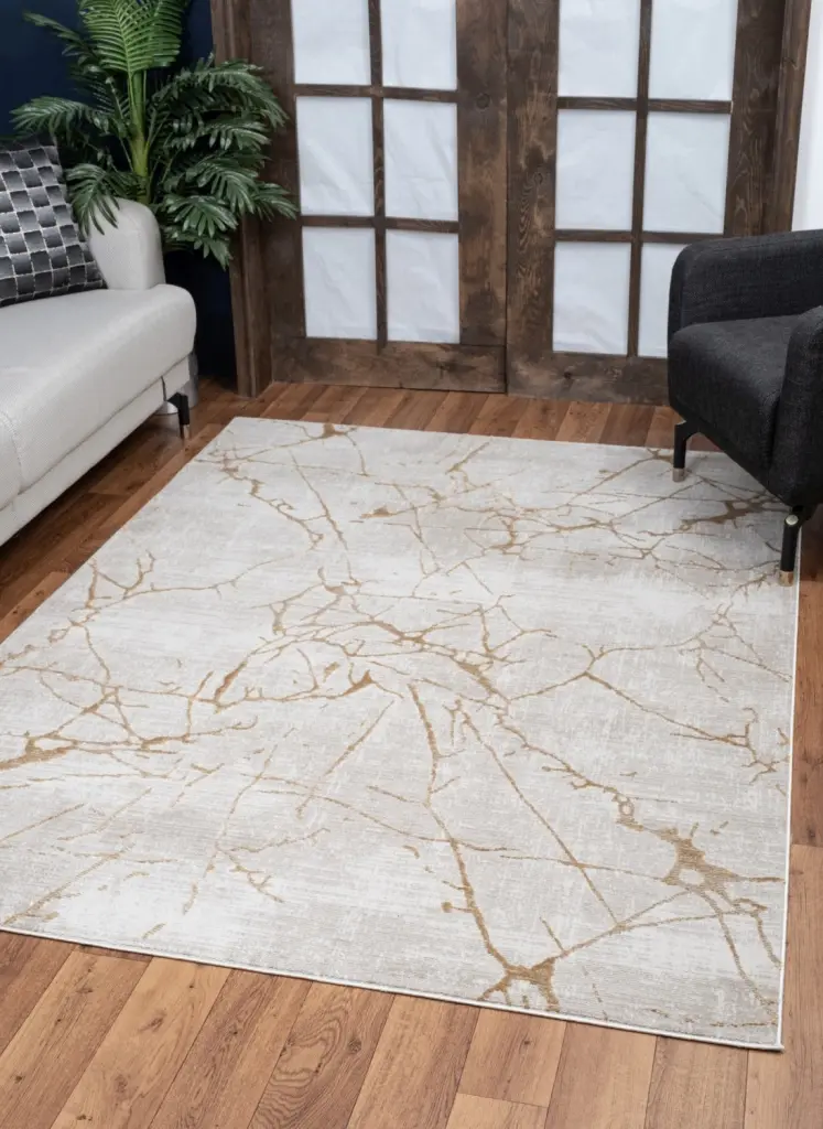 Elegance Gold Area Rug 5 Ft. 3 . X 7 Ft. 3 . Beige Polyester Decor icona home decor