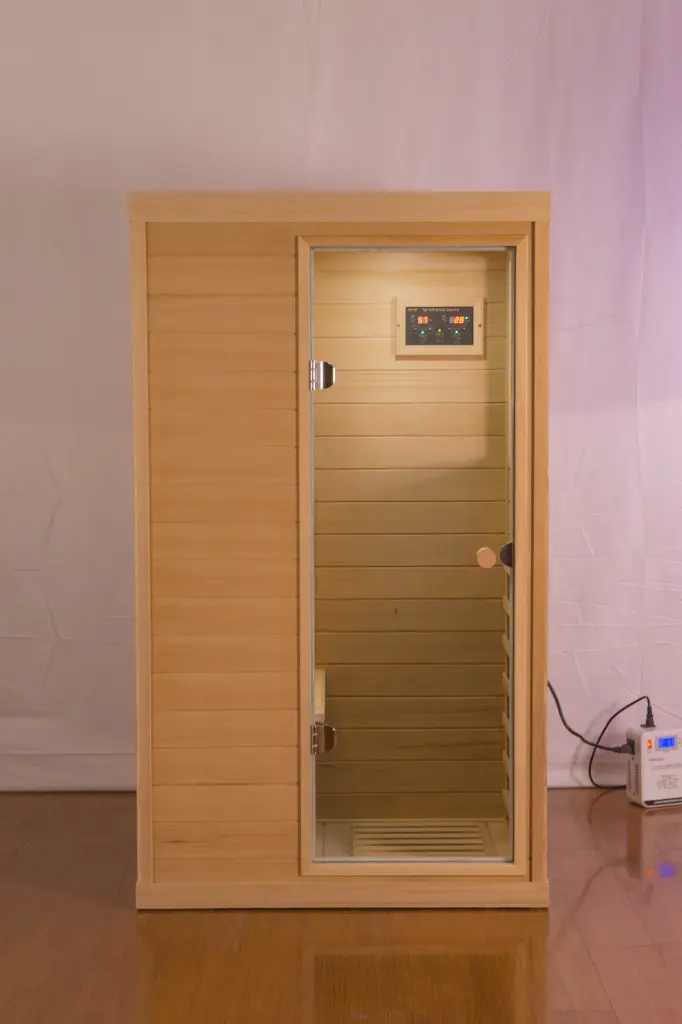Hemlock Mini One Person Far Infrared Door On Right Indoor Sauna far infrared sauna room