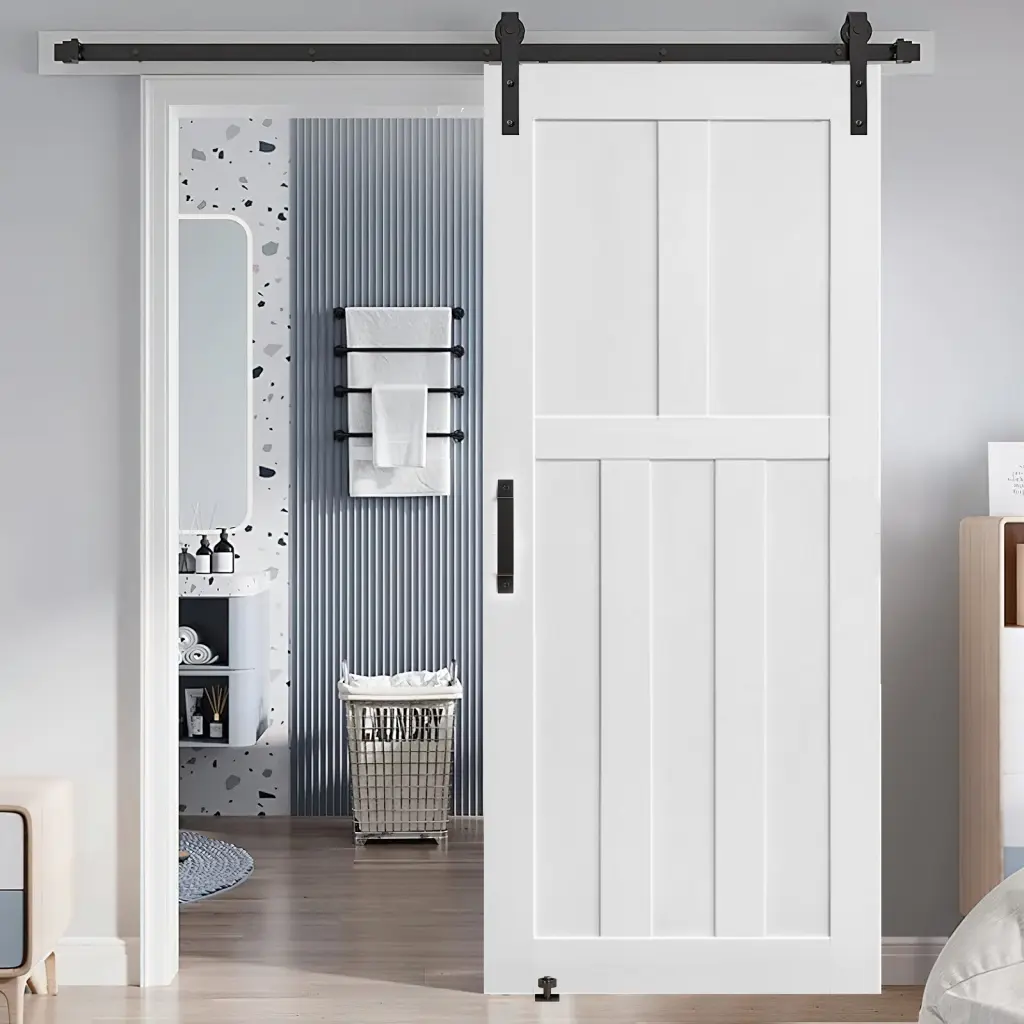 28x80 Five Panel Real Primed Door Slab 6.6Ft Barn Door Sliding Hardware rnb