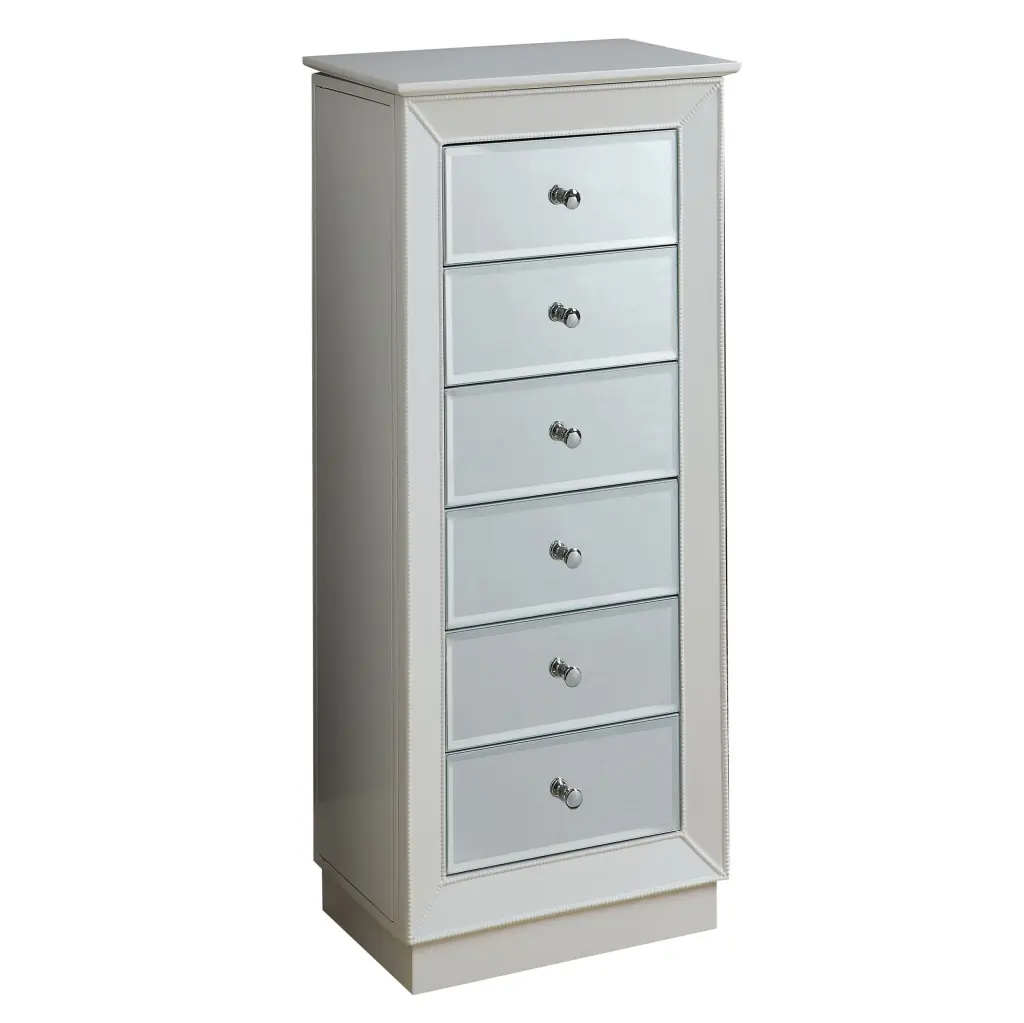 White 6 Drawer Jewelry Armoire Modern Wood Bedroom Storage furniture max