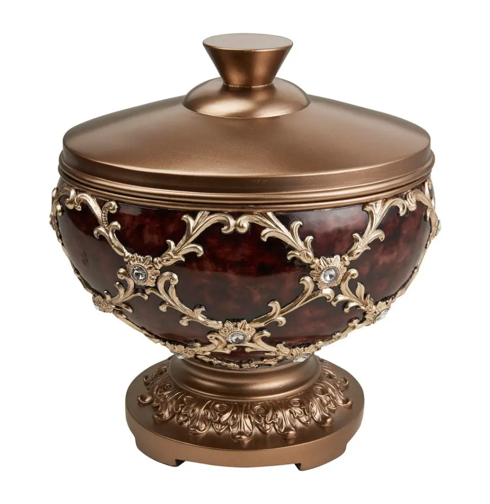 11 Inch Curvae Stencils Jewelry Box Brown Polyresin Storage Organizer california home