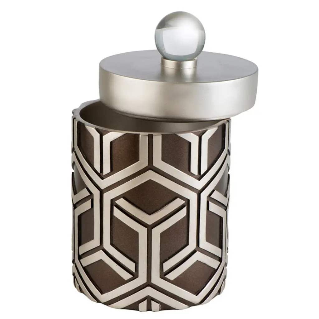 10 Inch Tall Decorative Jewelry Box Weave Chestnut Silver Design Brown Polyester california home