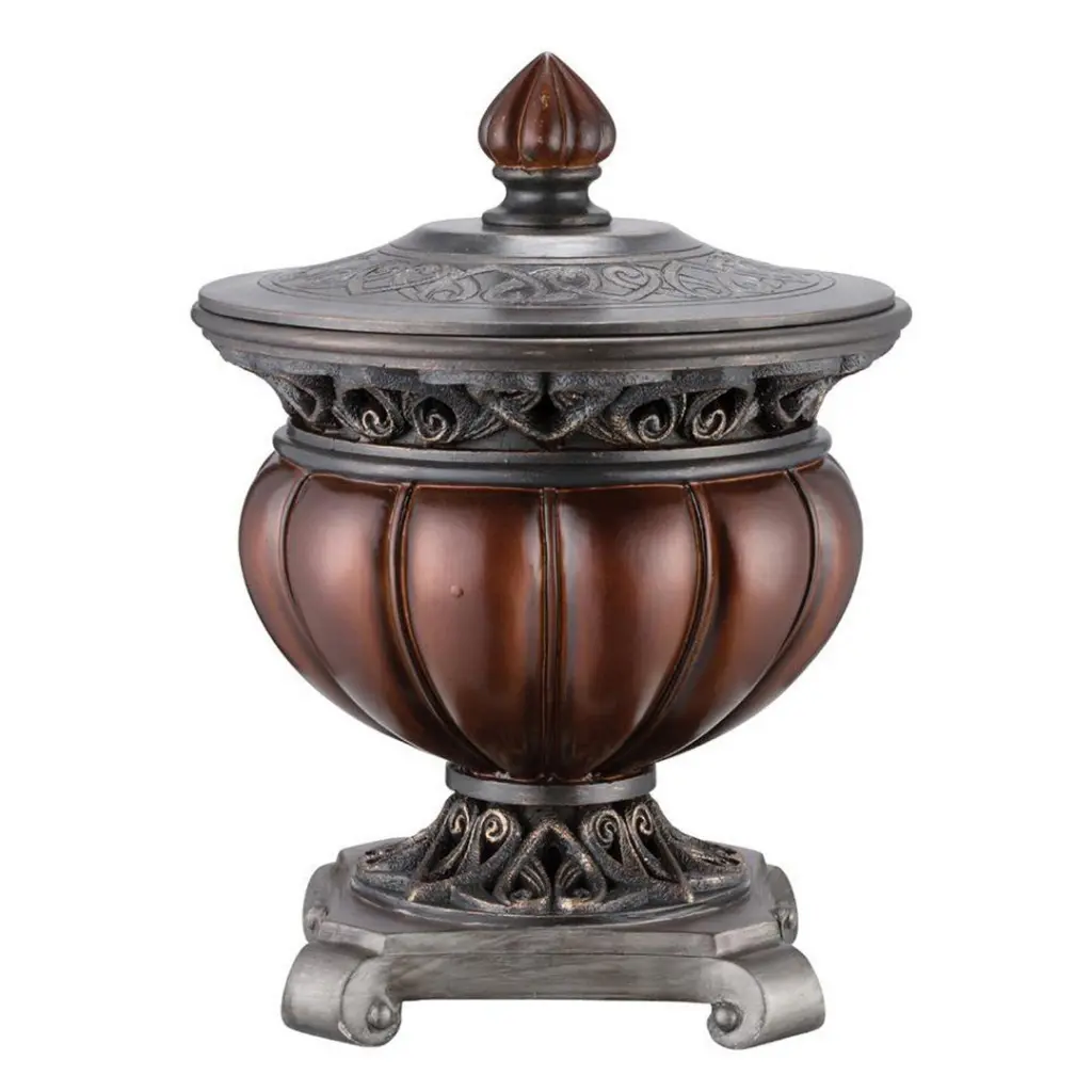 12 Inch Tall Polyresin Decorative Jewelry Box Bronze Roman Design california home