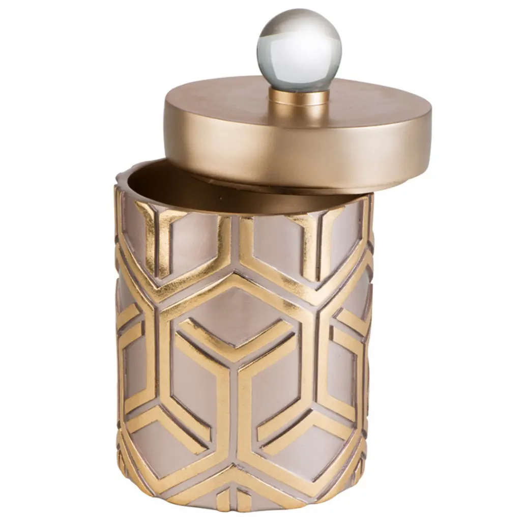 10" Tall Decorative Jewelry Box Weave Rose Gold Design - Elegant Polyresin Storage california home