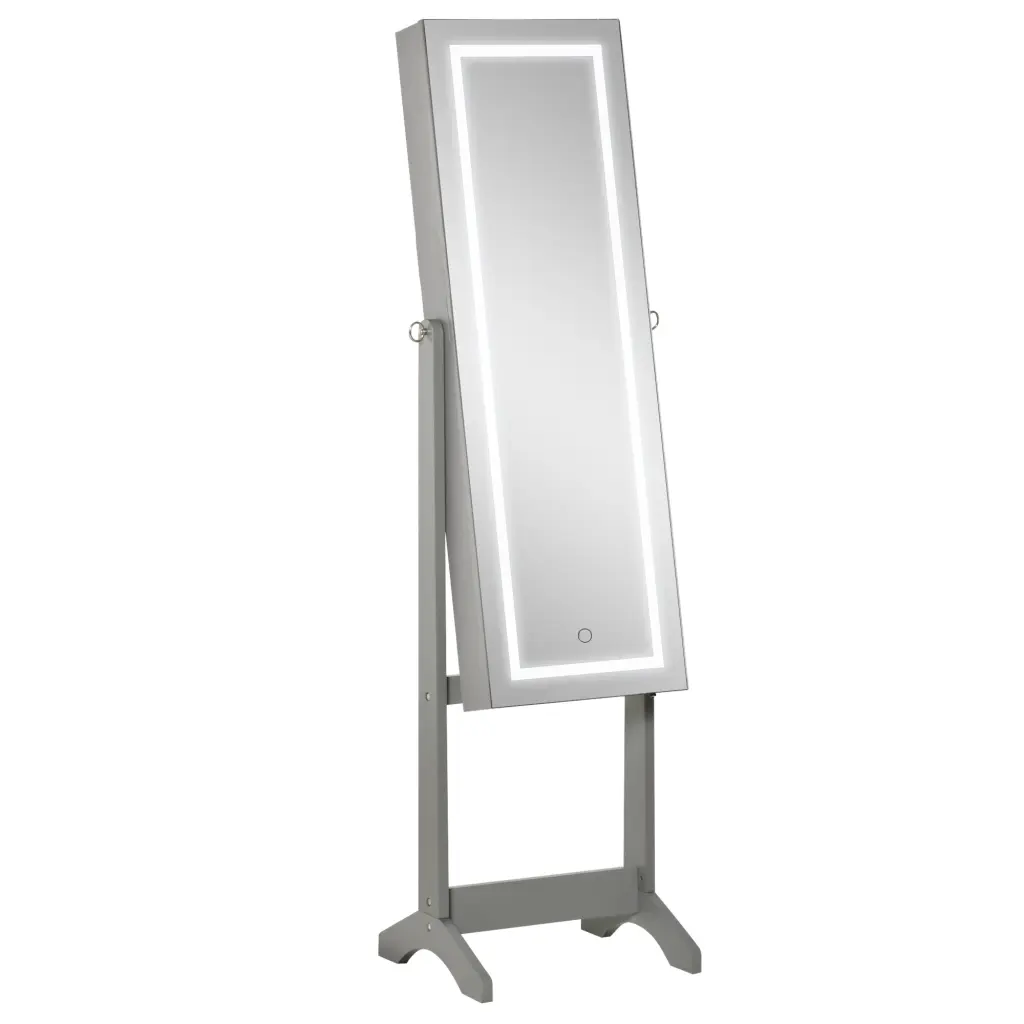 HomCom Floor Standing Jewelry Cabinet LED Light and Lockable Storage aosom business