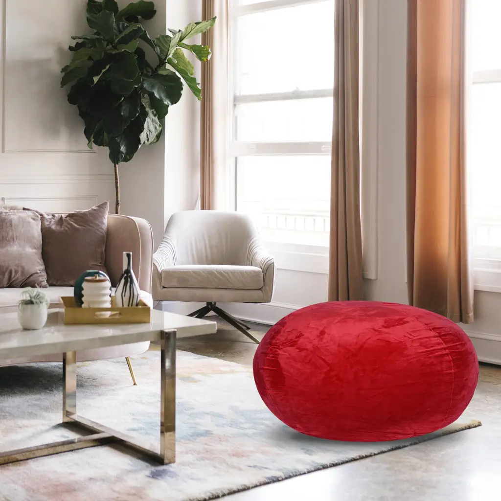 Minky Velvet Bean Bag Chair Red 3Ft Plush Floor Chair Kids and Adults bazar