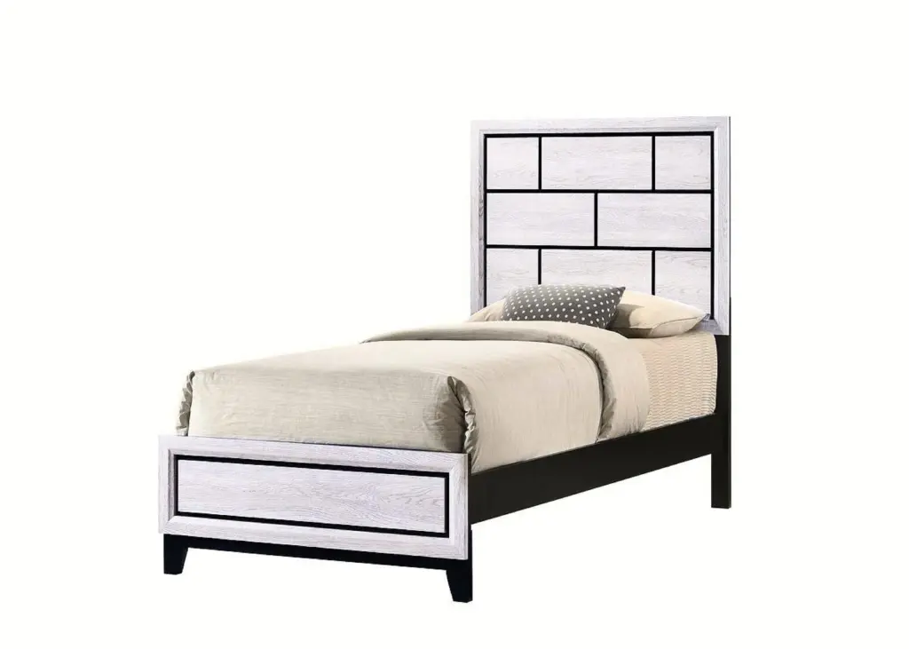 Contemporary White Finish Twin Size Panel Low Profile Youth Kids Bed kanepe