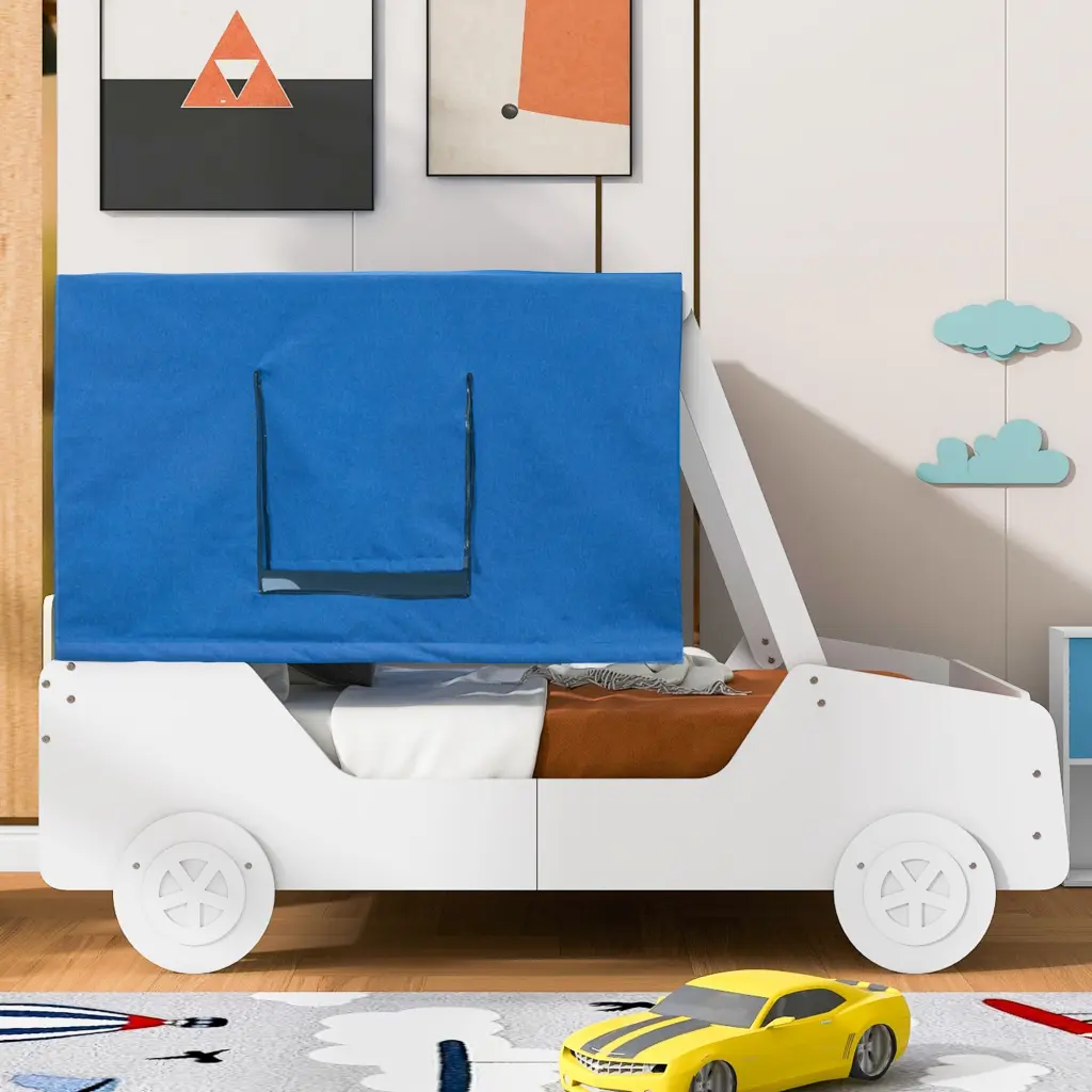 Full Size Car Influenced Bed Tents White Plywood Kids Bed lucky furniture