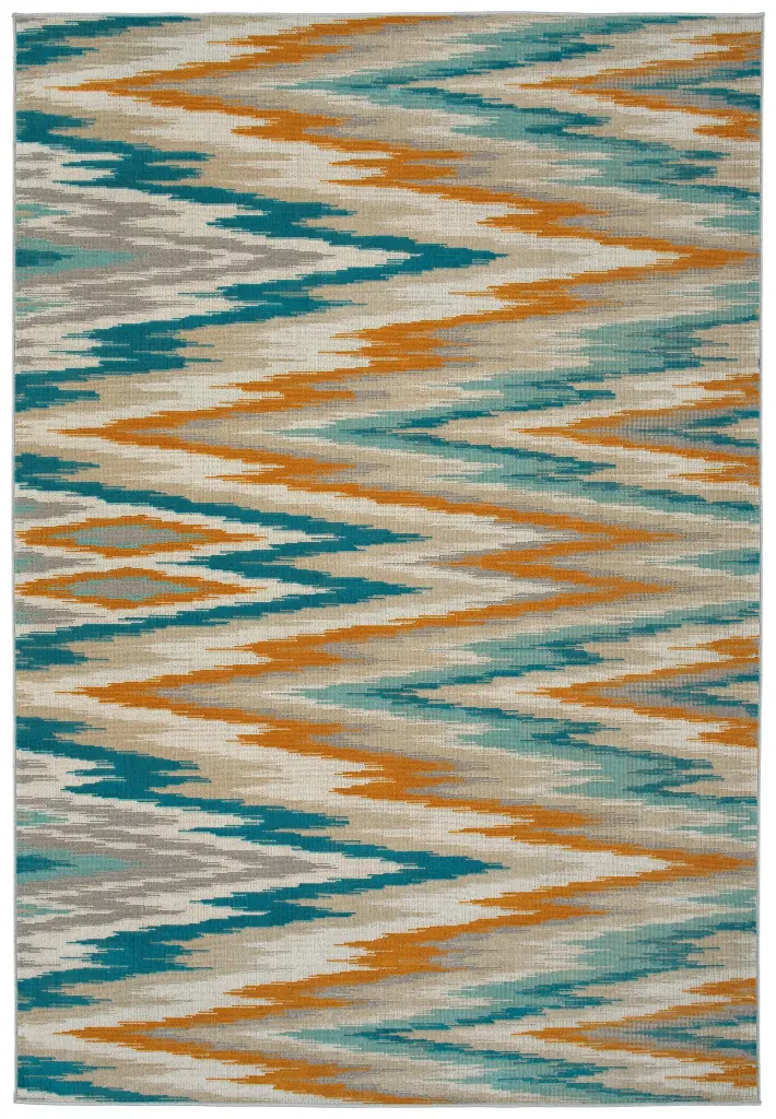 Modern Ikat Geometric Kids Textured Cut Pile Rug 7'10 x 10' Rectangle kaleen