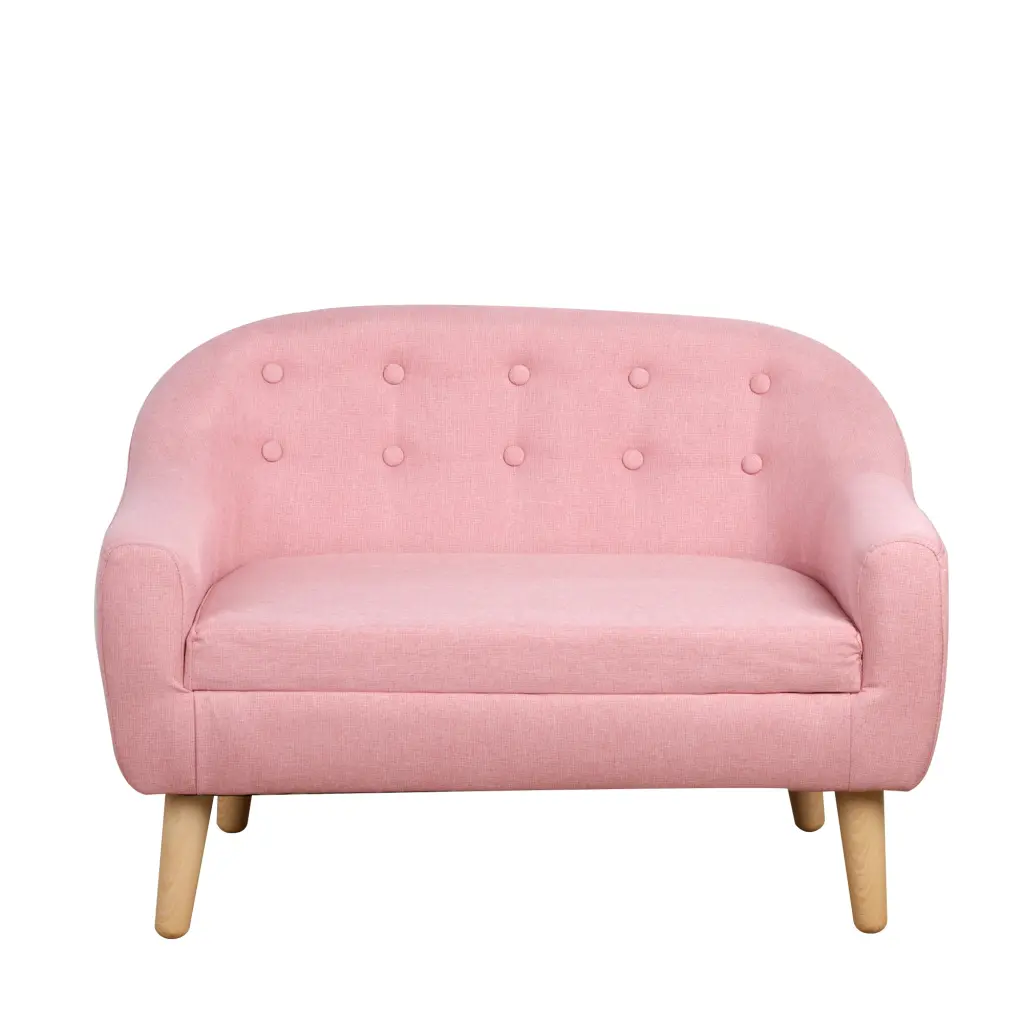 2 Seat Kids Sofa Linen Fabric and Wooden Frame Sofa Kids and Toddlers aosom business