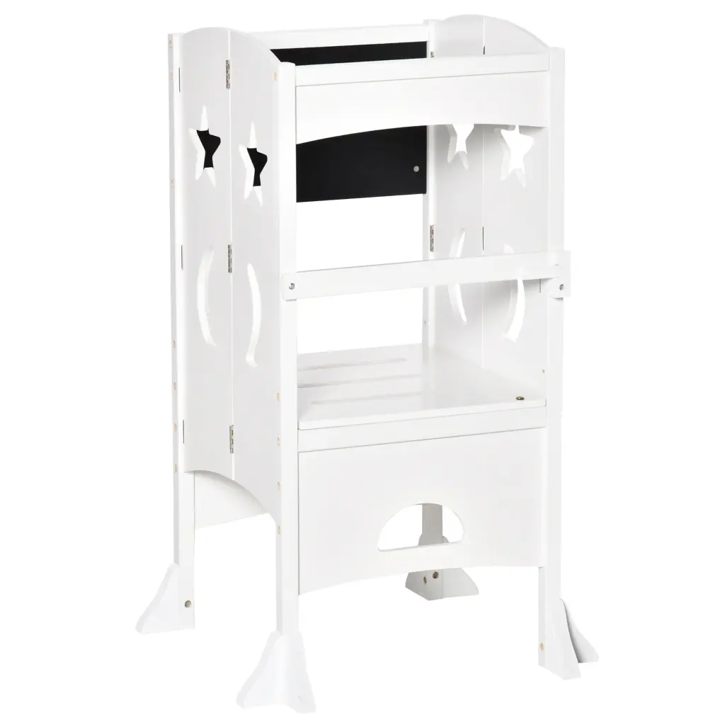 Qaba 2 1 Kids Foldable Kitchen Step Stool and Toddler Standing Tower aosom business