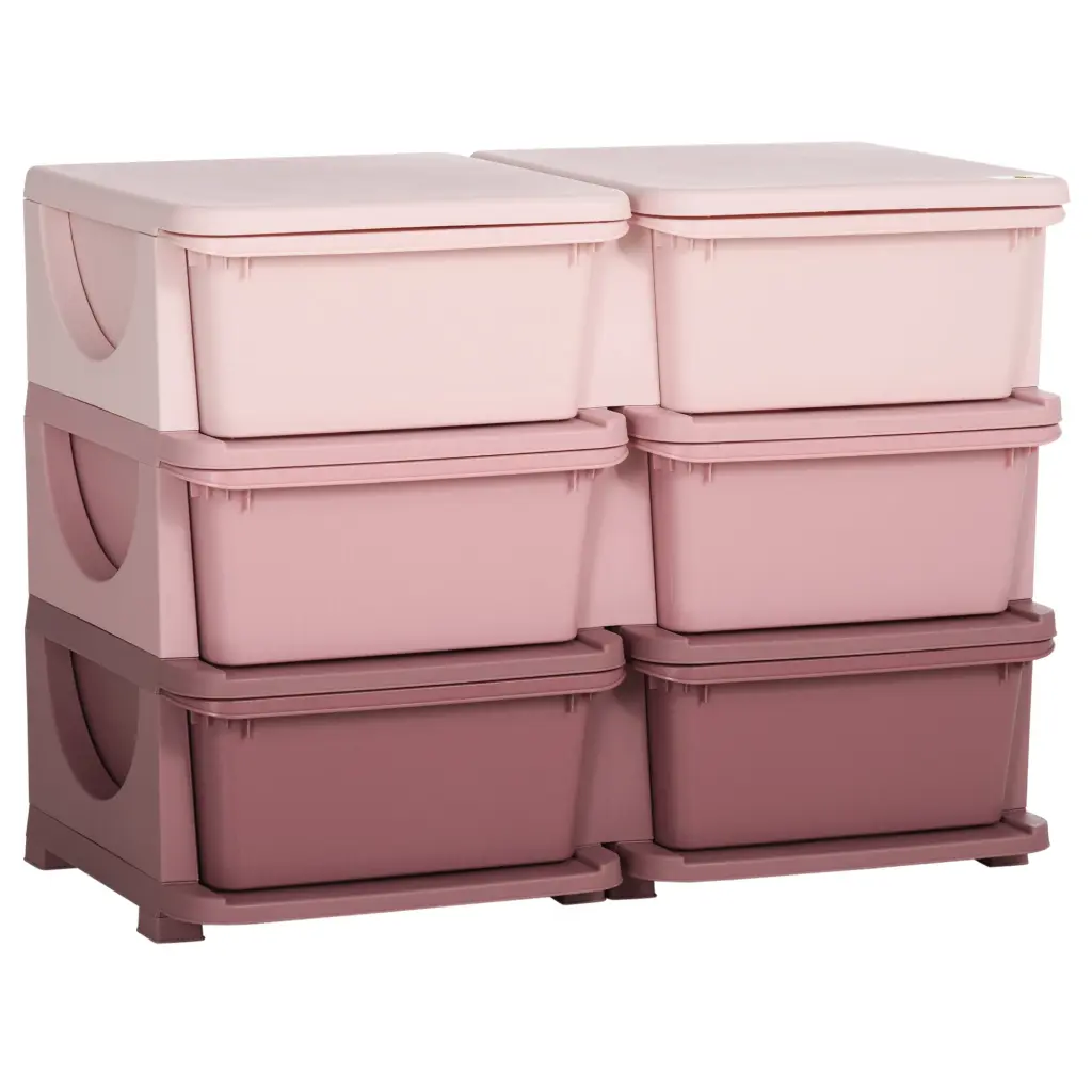 Qaba 3 Tier Kids Storage Unit 6 Drawer Chest Toy Arranger Plastic Bin aosom business