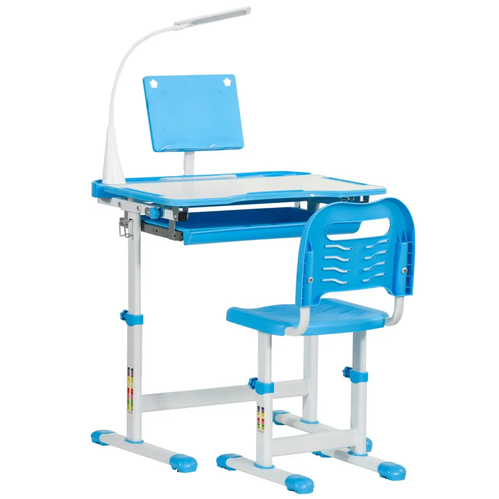 Qaba Kids Table And Chair Set Activity Desk Usb Light Storage Drawers aosom business