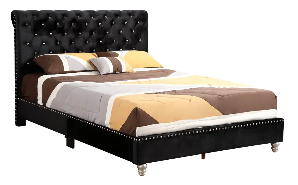 Maxx G1942 King Upholstered Bed Black Foam Velvet Elegant Bedrooms glory furniture