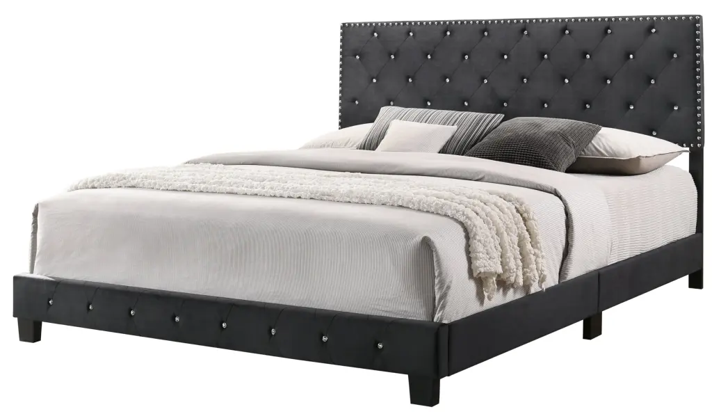 Suffolk G1407 Kb Up King Bed Black Foam Velvet glory furniture