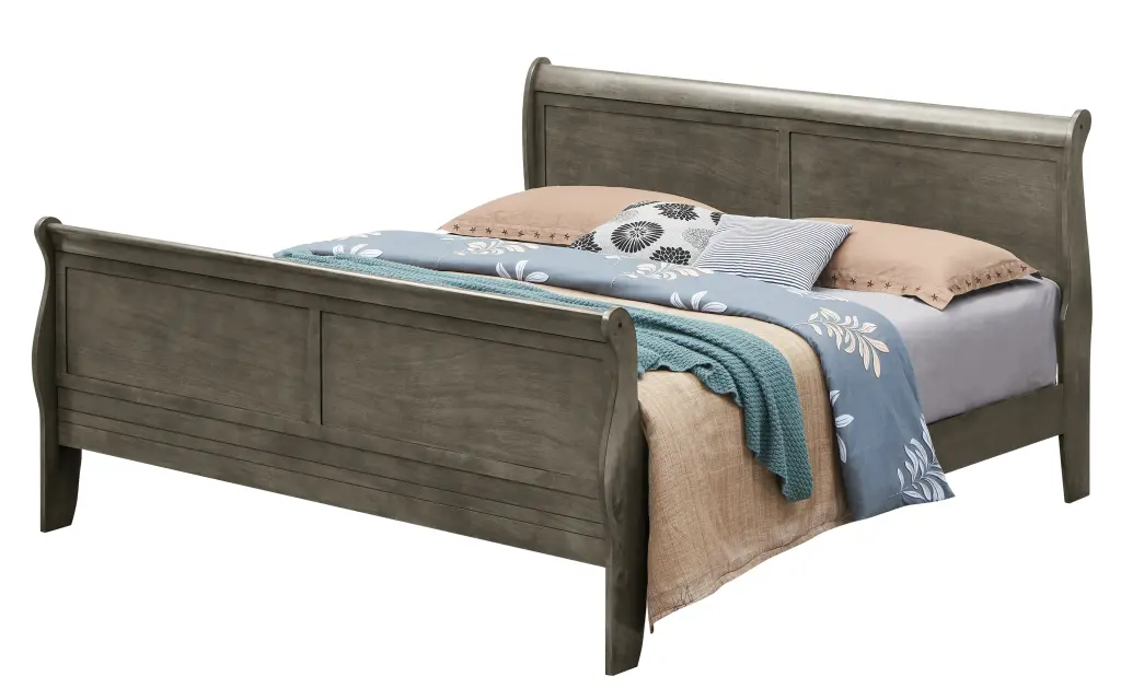 Traditional Gray King Bed Particle Board Elegant Bedrooms glory furniture