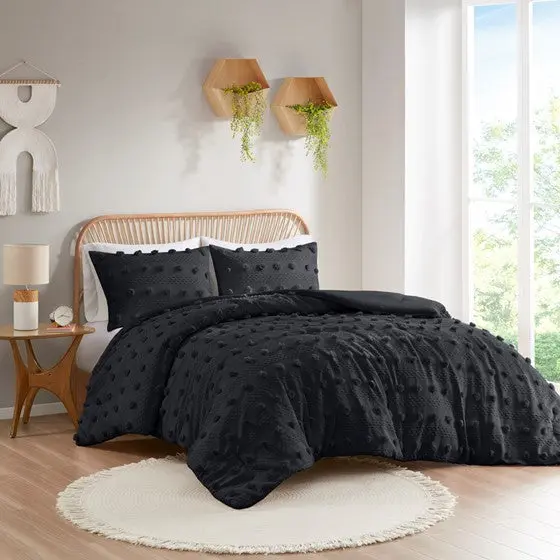 Clip Jacquard Easeer Set King Cal King King Black Polyester Bedding Comforter Set jla