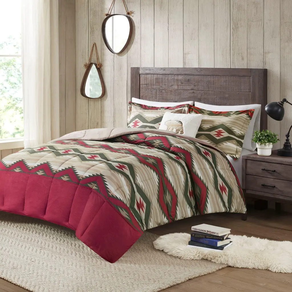 Down Alternative Comforter Set Throw Pillow King Size Multicolor Polyester Bedding jla