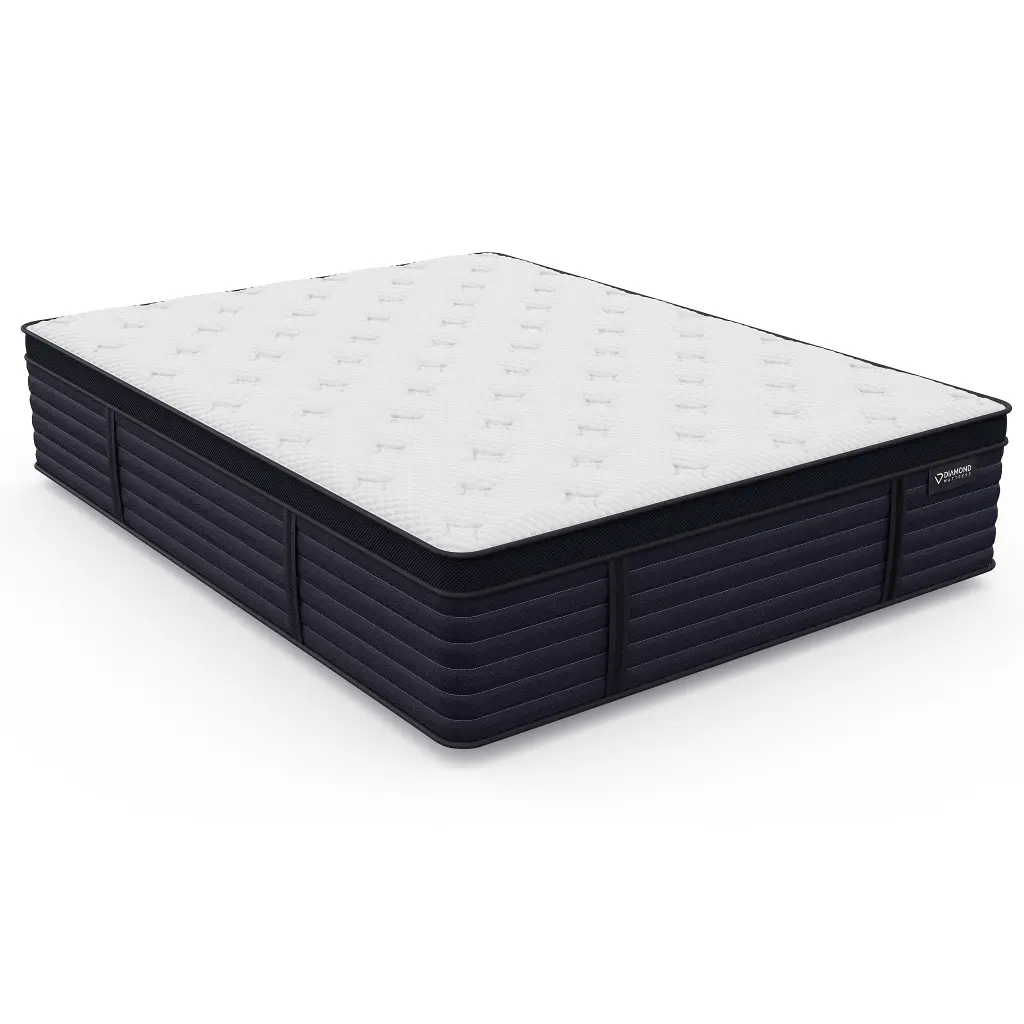 Cal King Hughes Cool Latex Hybrid Euro Top 14.5 Inch Medium Feel White Pillow Top Mattress diamond mattress
