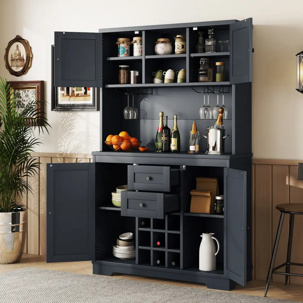 Coffee Bar Cabinet Kitchen Cabinet Storage Farmhouse Wine Cabinet magic more
