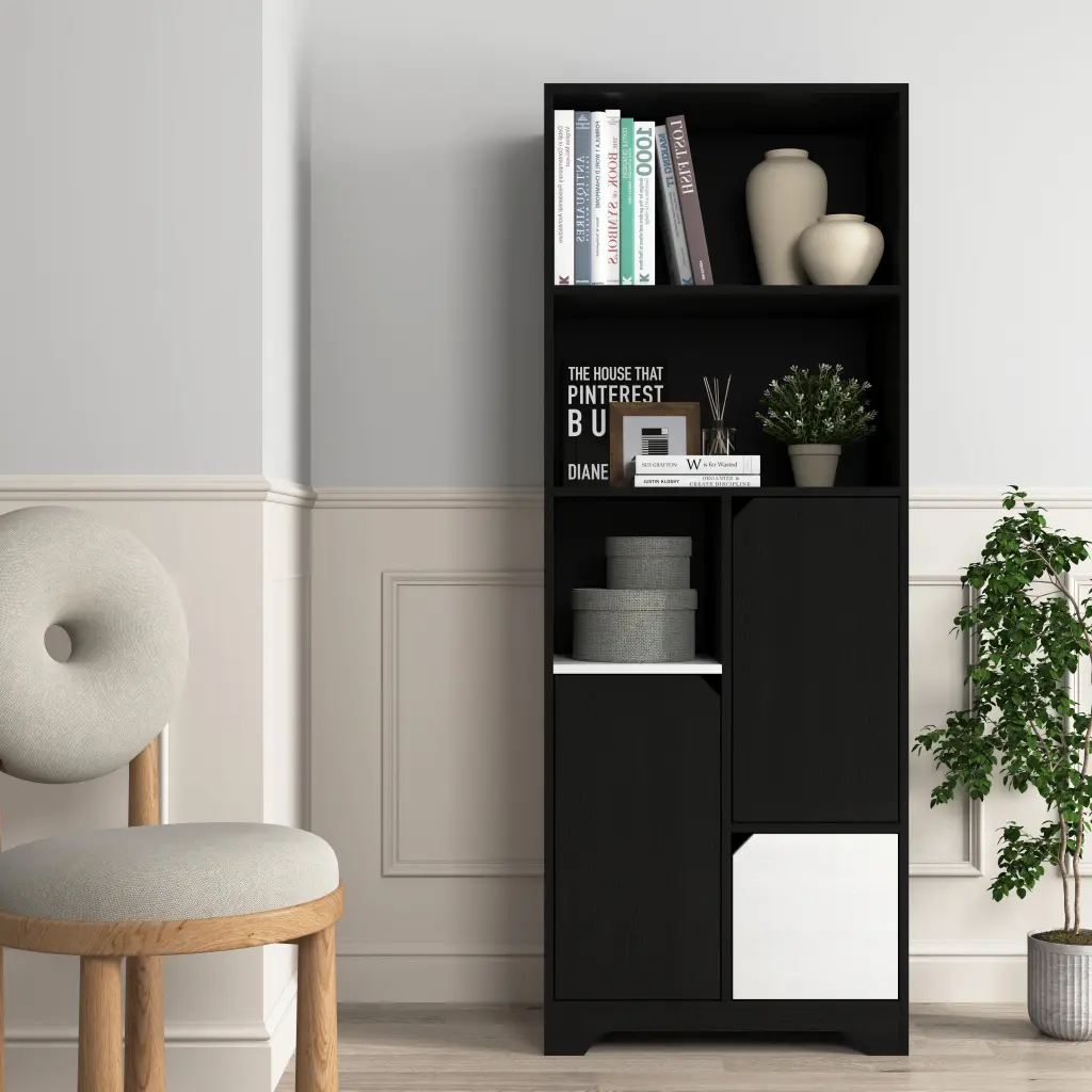 Large Wooden Storage Cabinet 1 Drawer 3 Shelves Kitchen Pantry Organizer newmark