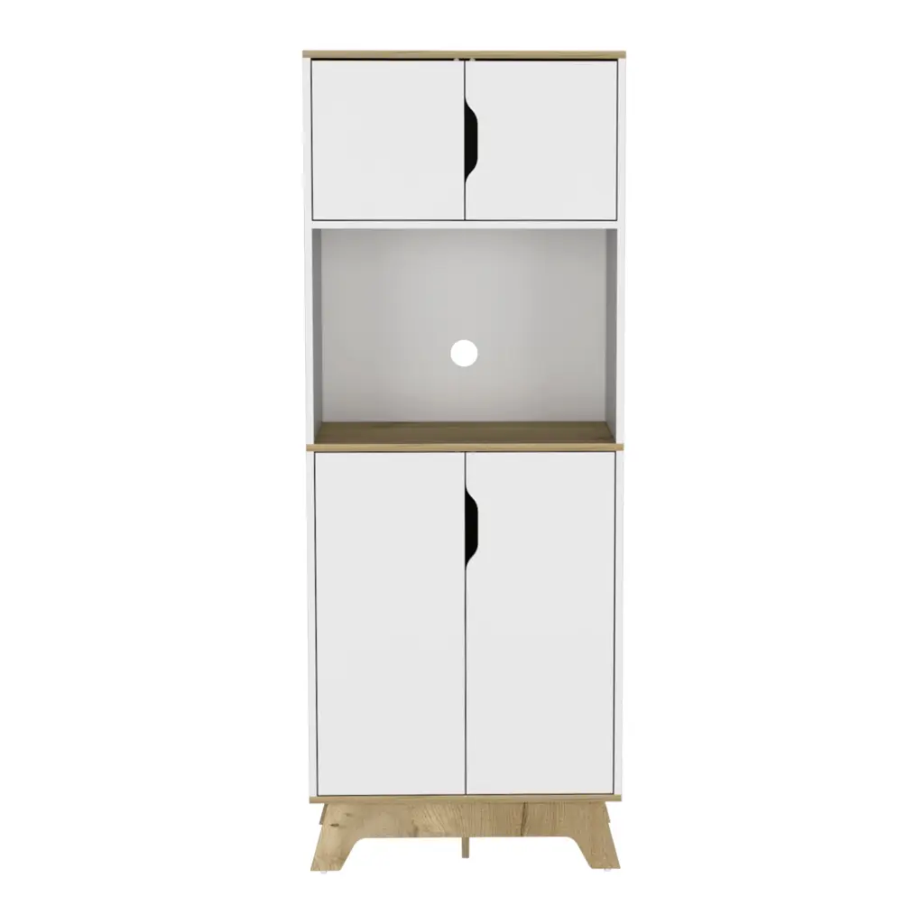Microwave Tall Cabinet Wallas Kitchen Light Oak White Storage treevol furniture