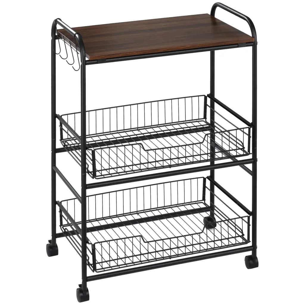 Homcom 3 Tier Rolling Kitchen Cart Storage Kitchen Island Cart on Wheels aosom business