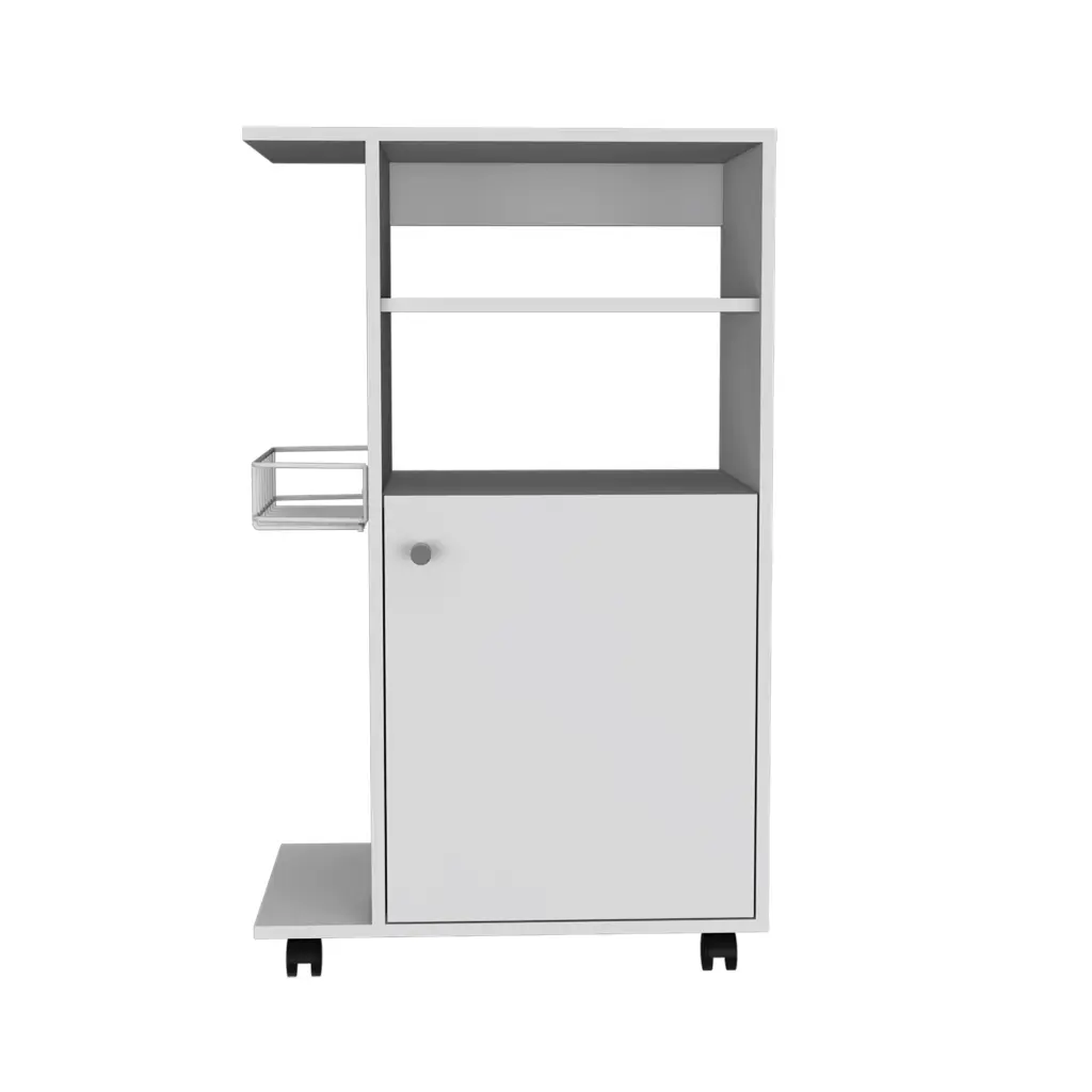 Columba Kitchen Cart Single Door Cabinet Four Caster Black MDF fm furniture
