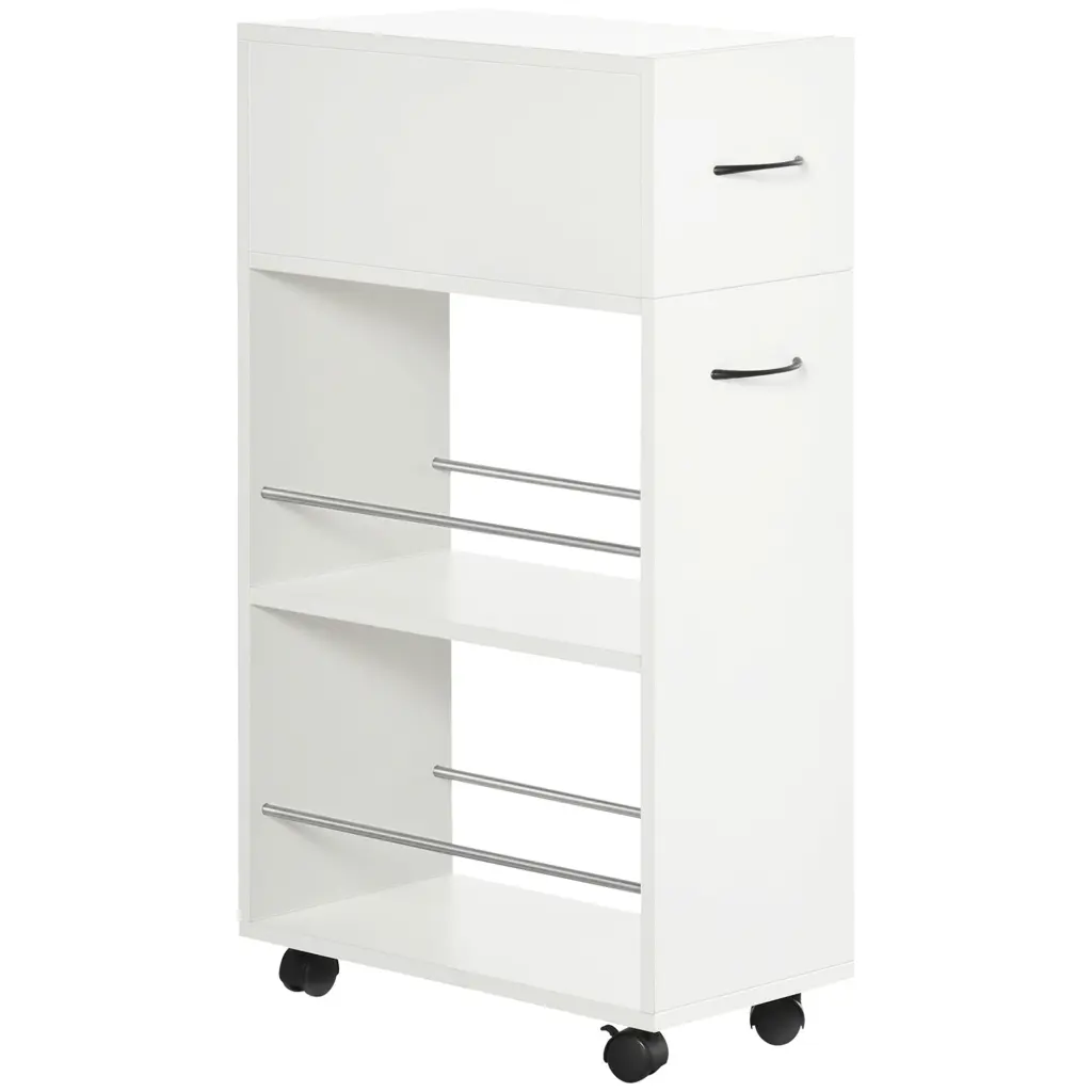 Homcom 3 Tier Slim Rolling Storage Cart Narrow Kitchen Cart on Wheels aosom business