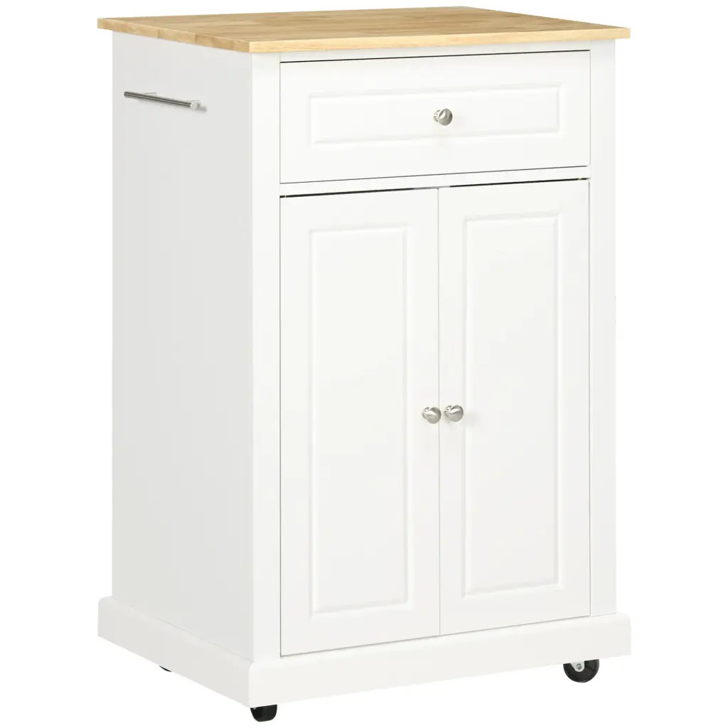 Rolling Kitchen Island Cart Travel-friendly Serving Trolley Table Drawers aosom business