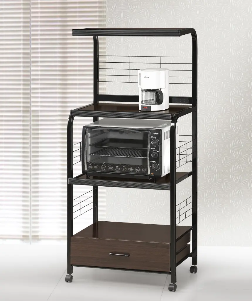 Black Brown Kitchen Cart Open Shelves Metal Frame Small Kitchen Storage kanepe