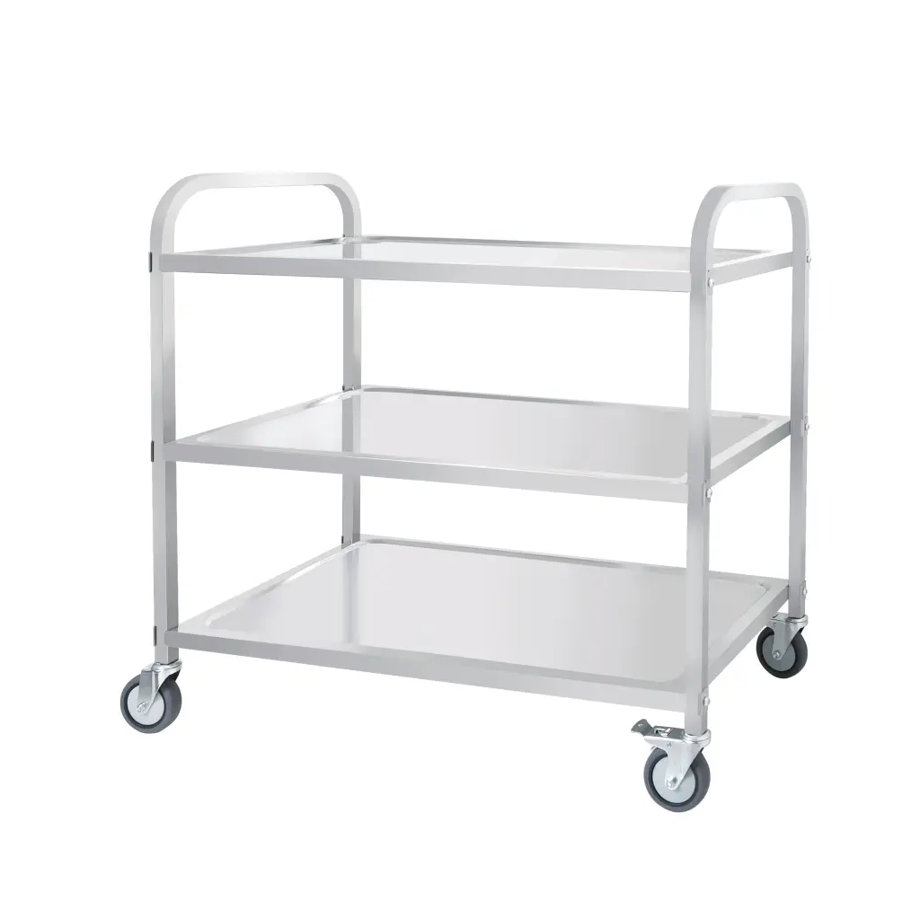 3 Tier Stainless Steel Cart Serving Cart Wheels Restaurant Home Kitchen Utility Cart sunland