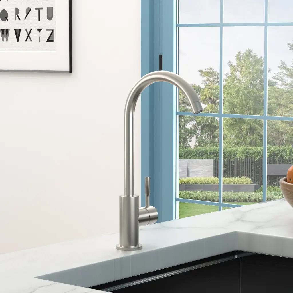 Kitchen Sink Faucet Single Handle Brushed Nickel Modern Waterfall Tap lordear