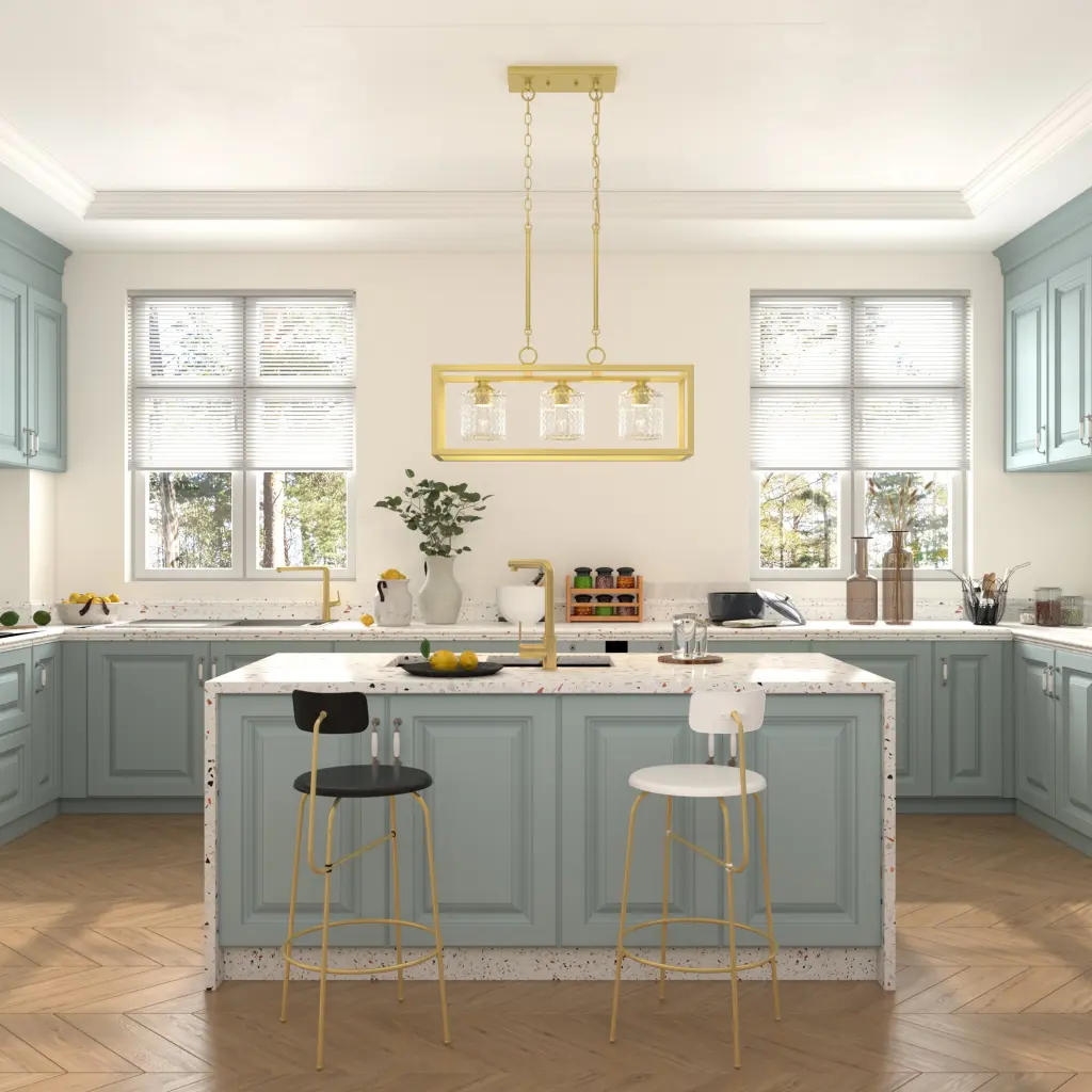 3 Light Kitchen Island Rectangle Chandelier Antique Brass Ceiling Light Fixture acroma