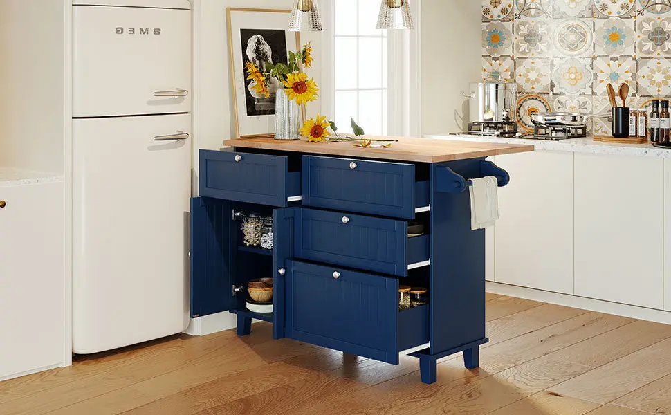 Farmhouse Kitchen Island Set Drop Leaf And 2 Seatings Dining Table topmax