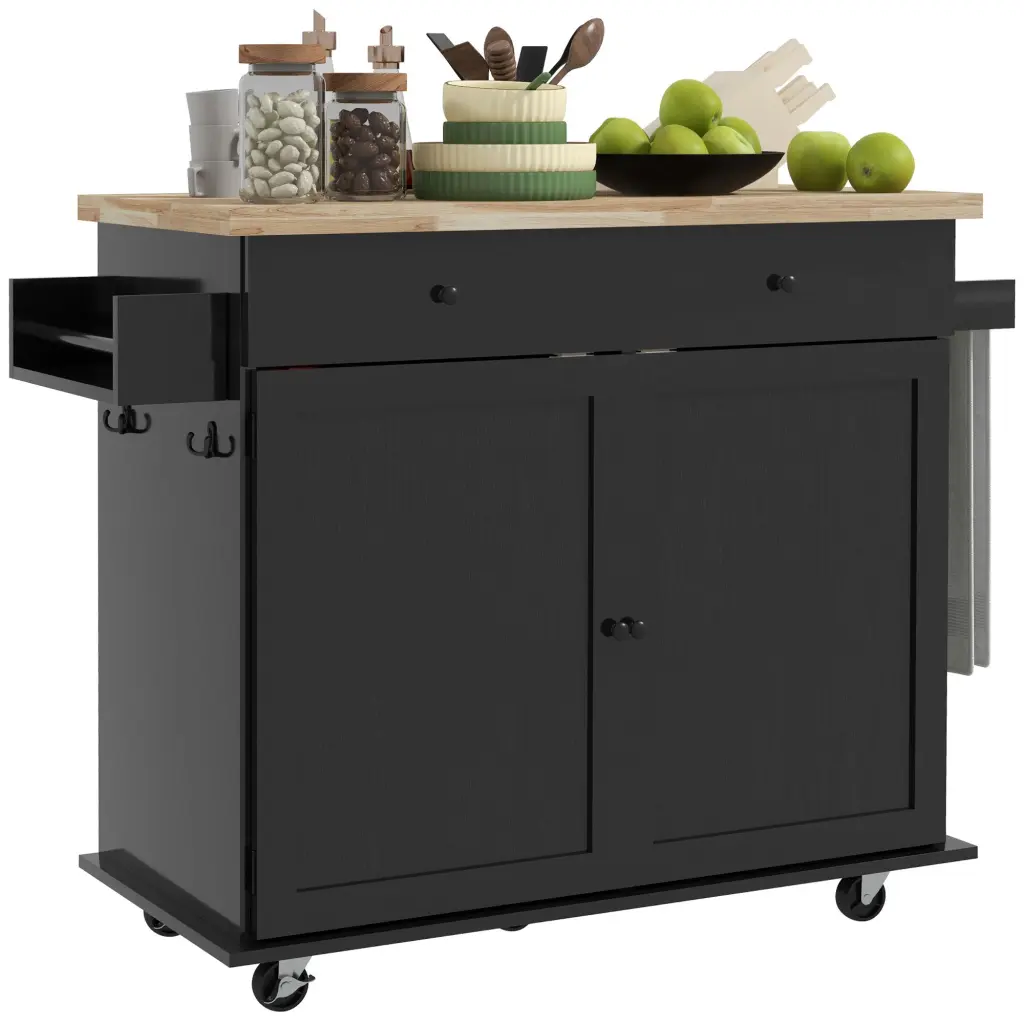 Homcom Farmhouse Rolling Kitchen Island Storage And Wheels aosom business