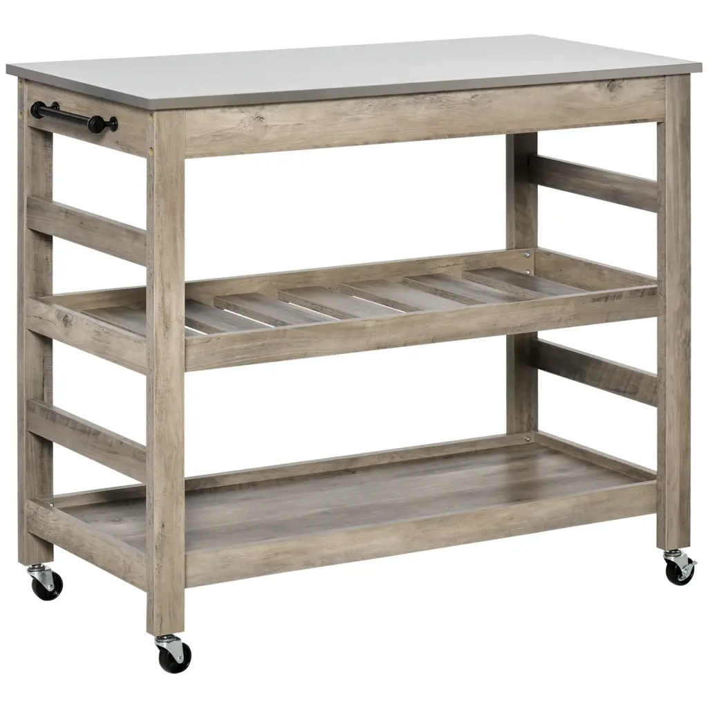 Homcom Rolling Kitchen Cart Stainless Steel Countertop Bottom Shelf Mobile Island aosom business