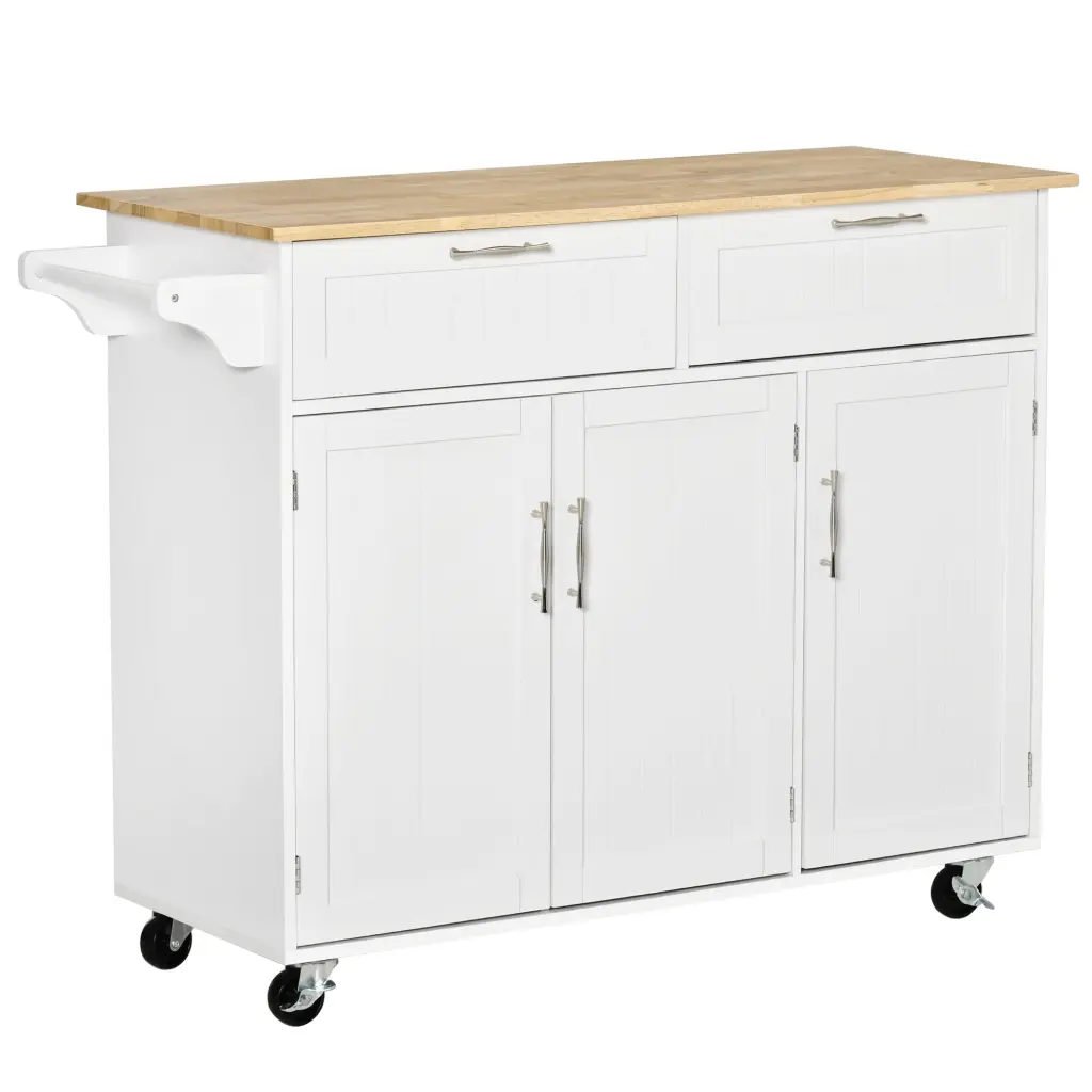 Mobile Kitchen Island Storage Kitchen Cart Wood Top Rolling Cabinet aosom business