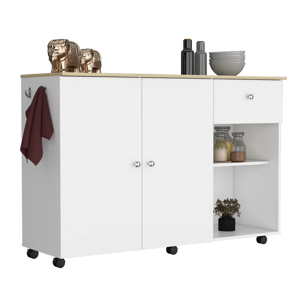 Kitchen Island Cart Six Carter One Drawer Double Door Cabinet and Two Shelves depot e-shop