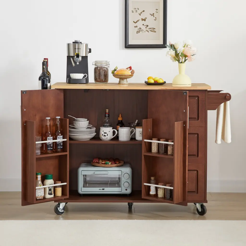 Kitchen Island Drop Leaf Countertop Rolling Kitchen Island Cart on Wheels e-tron