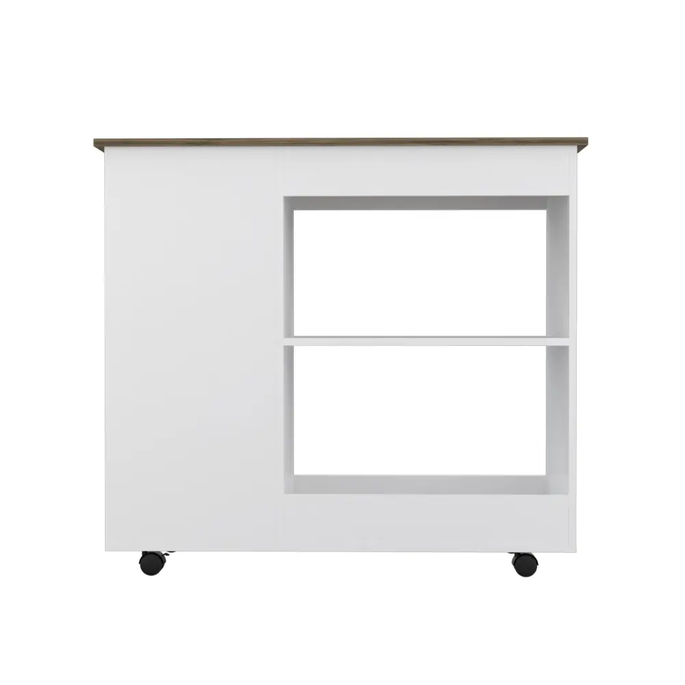 Arizona Kitchen Cart 2 Storage Shelves and 3 Side Shelves on Casters fm furniture